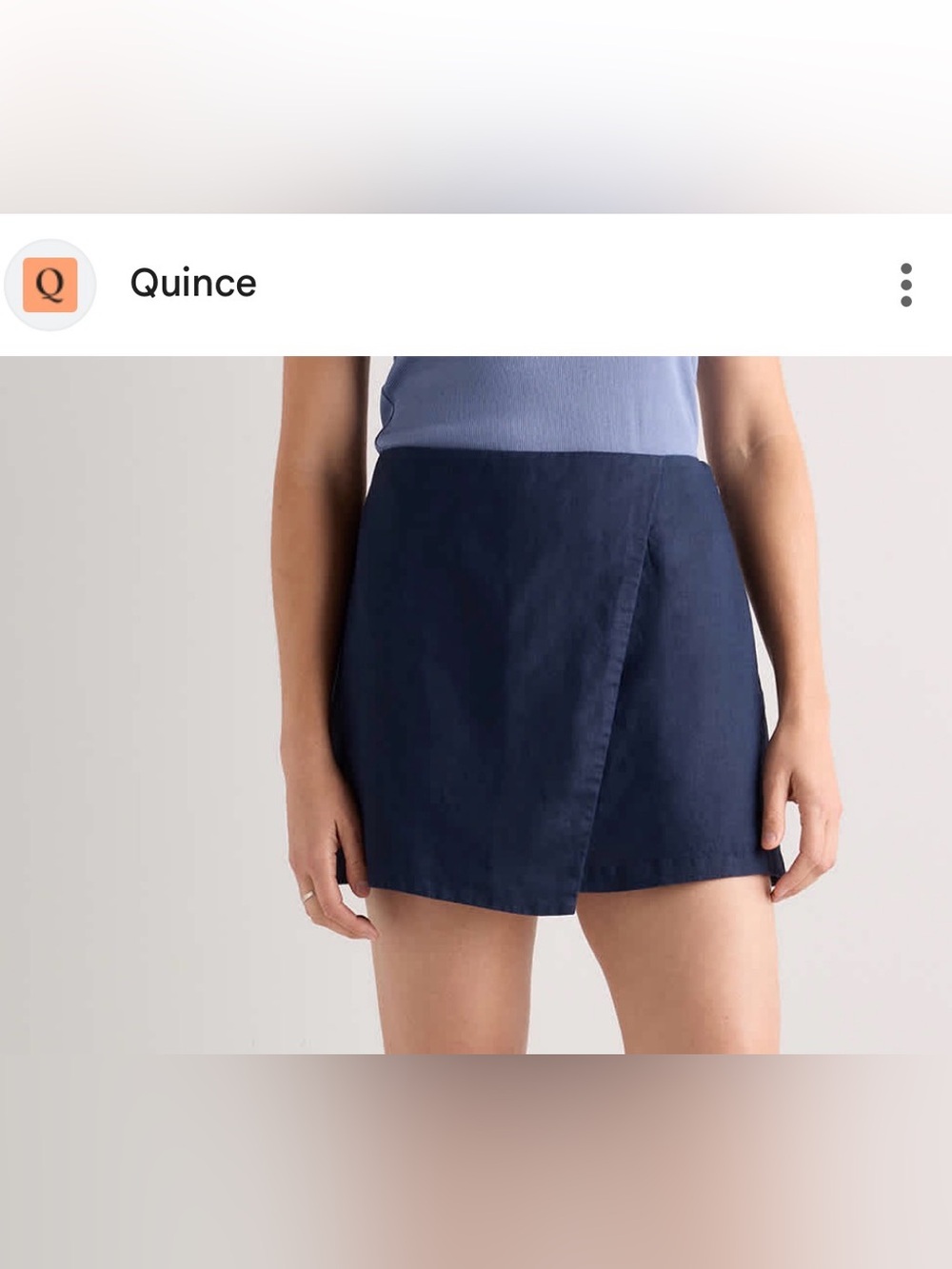 Quince Navy Wrap-Front 100% Linen Skort